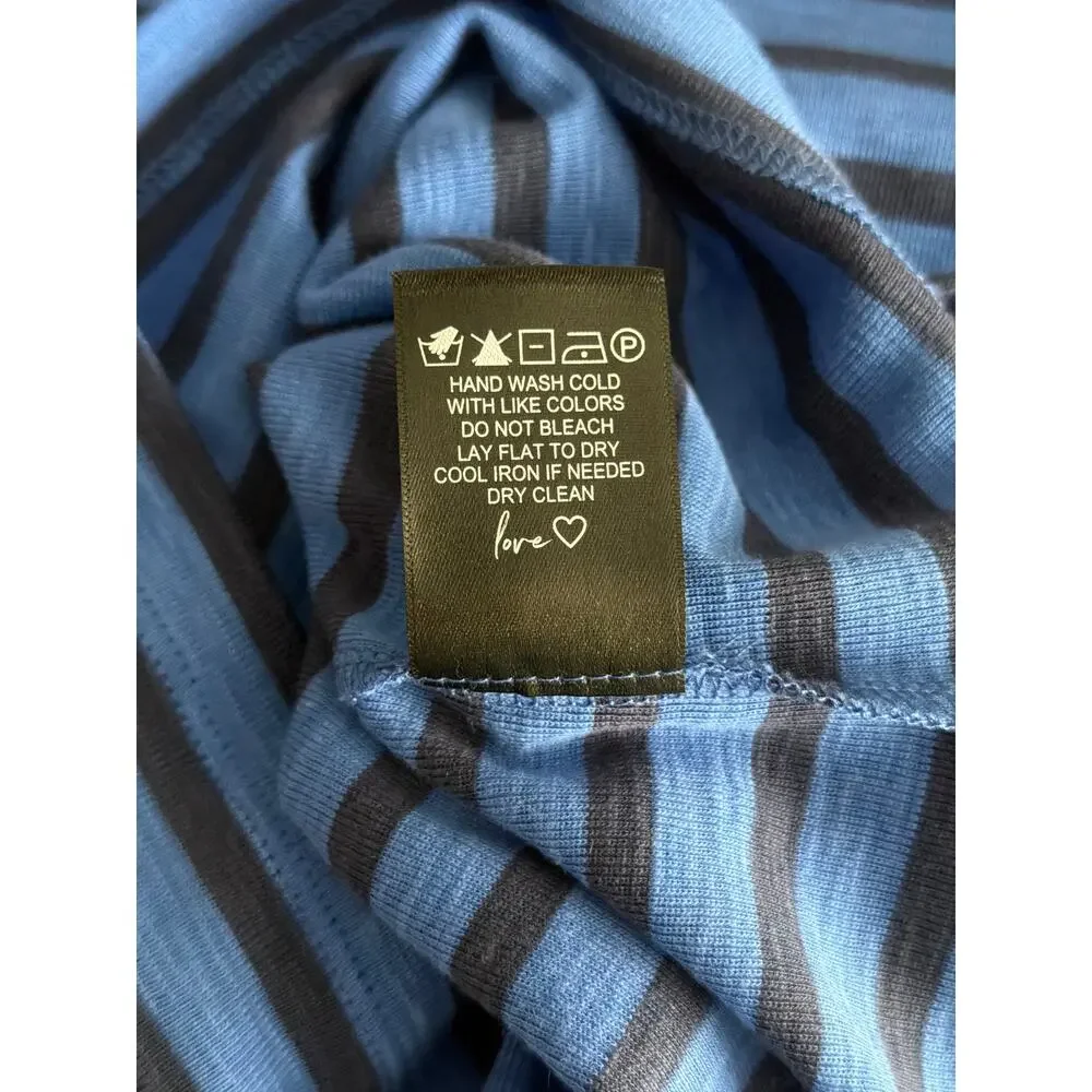NZT Nic+Zoe Crew Neck T-Shirt Stripe Short Sleeve Blue Women's Small NEW